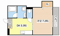 ヴィラ・十里 1DKの間取図画像