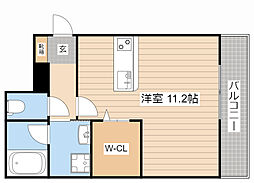 イストワール船町2号館 ワンルームの間取図画像