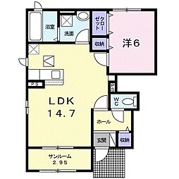 メゾン・ドゥ・ランジュ1 1LDKの間取図画像