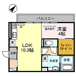 LeCiel2 1LDKの間取図画像