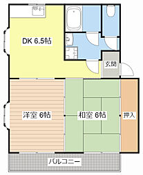 ベルパステ 2階2DKの間取り