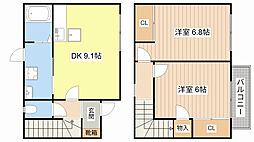 リバティツゥB棟 1階2DKの間取り