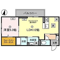 Dレジデンス東近江 1階1LDKの間取り