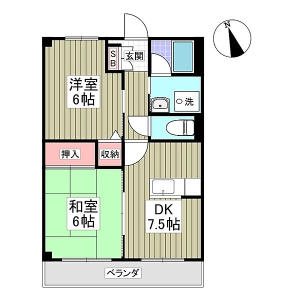 ドルチェテラス 102｜群馬県高崎市上豊岡町(賃貸マンション2DK・1階・43.74㎡)の写真 その2