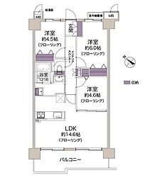 レックスシティウイング大阪 3LDKの間取図画像
