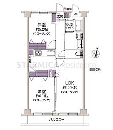 シャレード夙川 2LDKの間取図画像