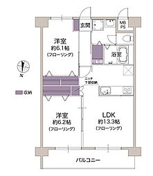 プライムハイツ阿波座 2LDKの間取図画像