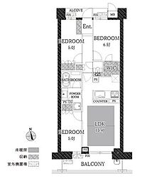 ローレルタワー梅田ウエスト 3LDKの間取図画像