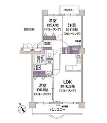 あべのベレーザ 3LDKの間取図画像