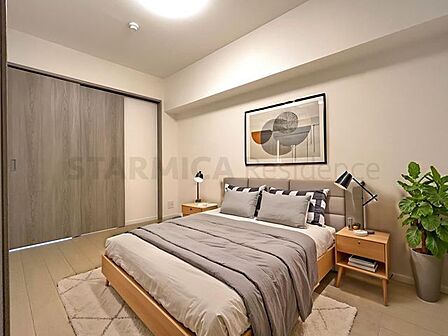 約5.0帖の洋室、クローゼット付き※家具・小物はCGによるインテリアイメージであり、家具の設置サイズを保証するものではございません。※家具配置はTV配線には配慮しておりません