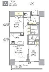 グランエール西日暮里 2階2LDKの間取り