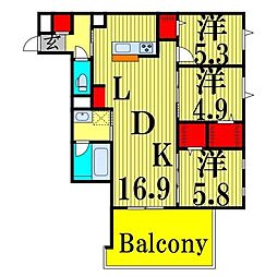 レガリア 5階3LDKの間取り