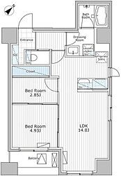 アスブルーム奥浅草 2階2LDKの間取り