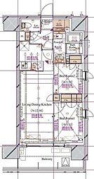 ブランシエスタ浅草蔵前 6階2LDKの間取り