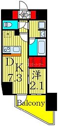アジールコート町屋 6階1DKの間取り