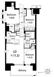 Brillia三河島StationFront 9階3LDKの間取り