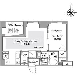 コンフォリア・リヴ文京護国寺 1LDKの間取図画像