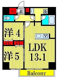 クラリティア西日暮里 15階2LDKの間取り