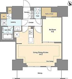オアーゼ日暮里レジデンス 8階1LDKの間取り