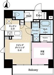 テラス文京本郷 4階1LDKの間取り