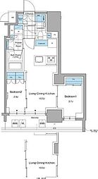 ルフォンプログレ本郷三丁目 13階2LDKの間取り