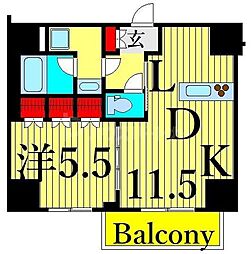 DIPS上野NORTH 10階1LDKの間取り