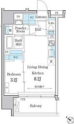 デュオメゾン文京白山 9階1LDKの間取り