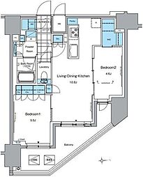 ルフォンプログレ田原町 14階2LDKの間取り