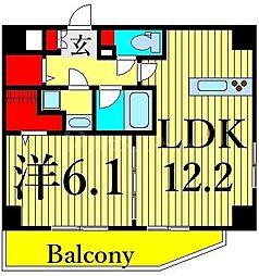 プチフルール入谷 3階1LDKの間取り