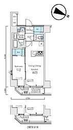 アーバンコア本郷 10階1LDKの間取り