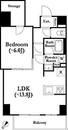 ロイジェント上野桜木 5階1LDKの間取り