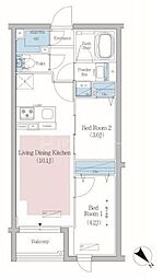 アーバネックス文京小石川 4階2LDKの間取り