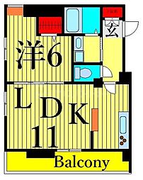 プライムステージオオシマ 2階1LDKの間取り
