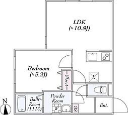 リアーレ田端 4階1LDKの間取り