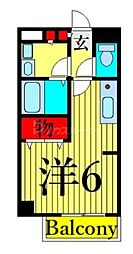 J3コート 5階ワンルームの間取り