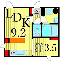 CASA FIORE 日暮里 2階1LDKの間取り