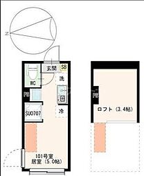 仮称）東尾久二丁目 1階ワンルームの間取り