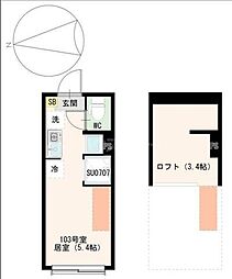 仮称）東尾久二丁目 1階ワンルームの間取り