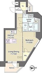 神明公園ハイツ・文京 3階1LDKの間取り