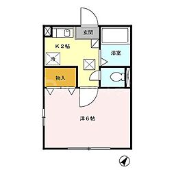 小石川ハイツ 1階1Kの間取り