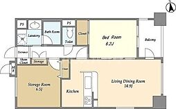 レクセルマンション上野松が谷 6階1SLDKの間取り