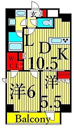 ドゥーエ日暮里 7階2LDKの間取り