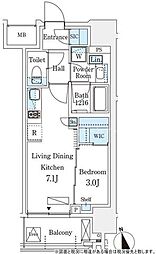 シーズンフラッツ浅草六丁目 1DKの間取図画像