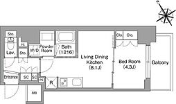 台東区蔵前4丁目マンション 1LDKの間取図画像