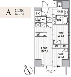 グランエール西日暮里NORTH 2LDKの間取図画像