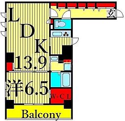 ブロッカート 1LDKの間取図画像