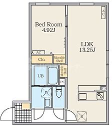 Alivis東日暮里 1LDKの間取図画像