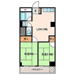 マンションかねき 2LDKの間取図画像