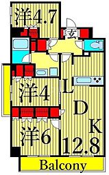 HF東尾久レジデンス 3LDKの間取図画像