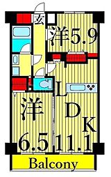 ジェノヴィア三ノ輪スカイガーデン 2LDKの間取図画像